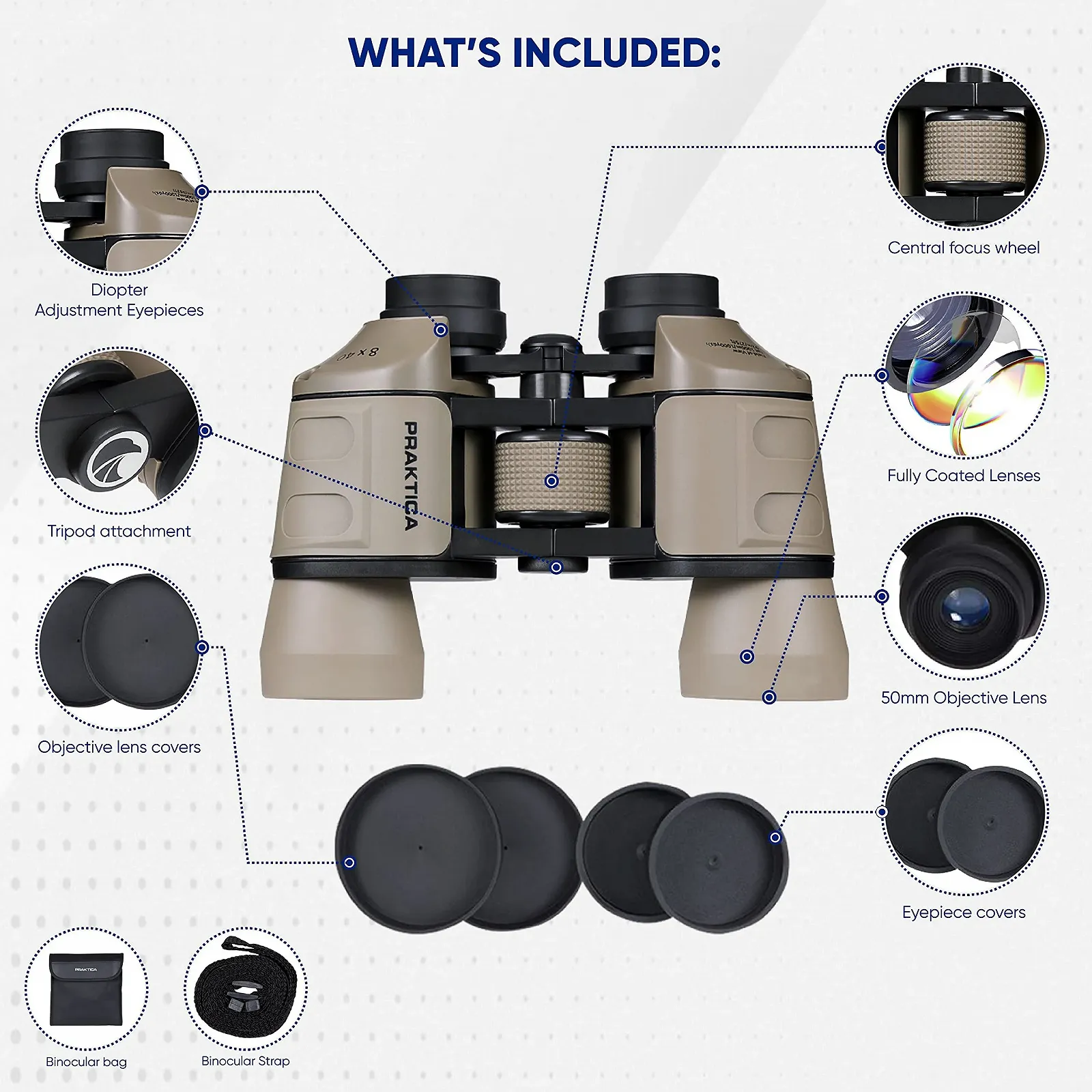 Бінокль Praktica Falcon 8x40 mm Sand, фото №8