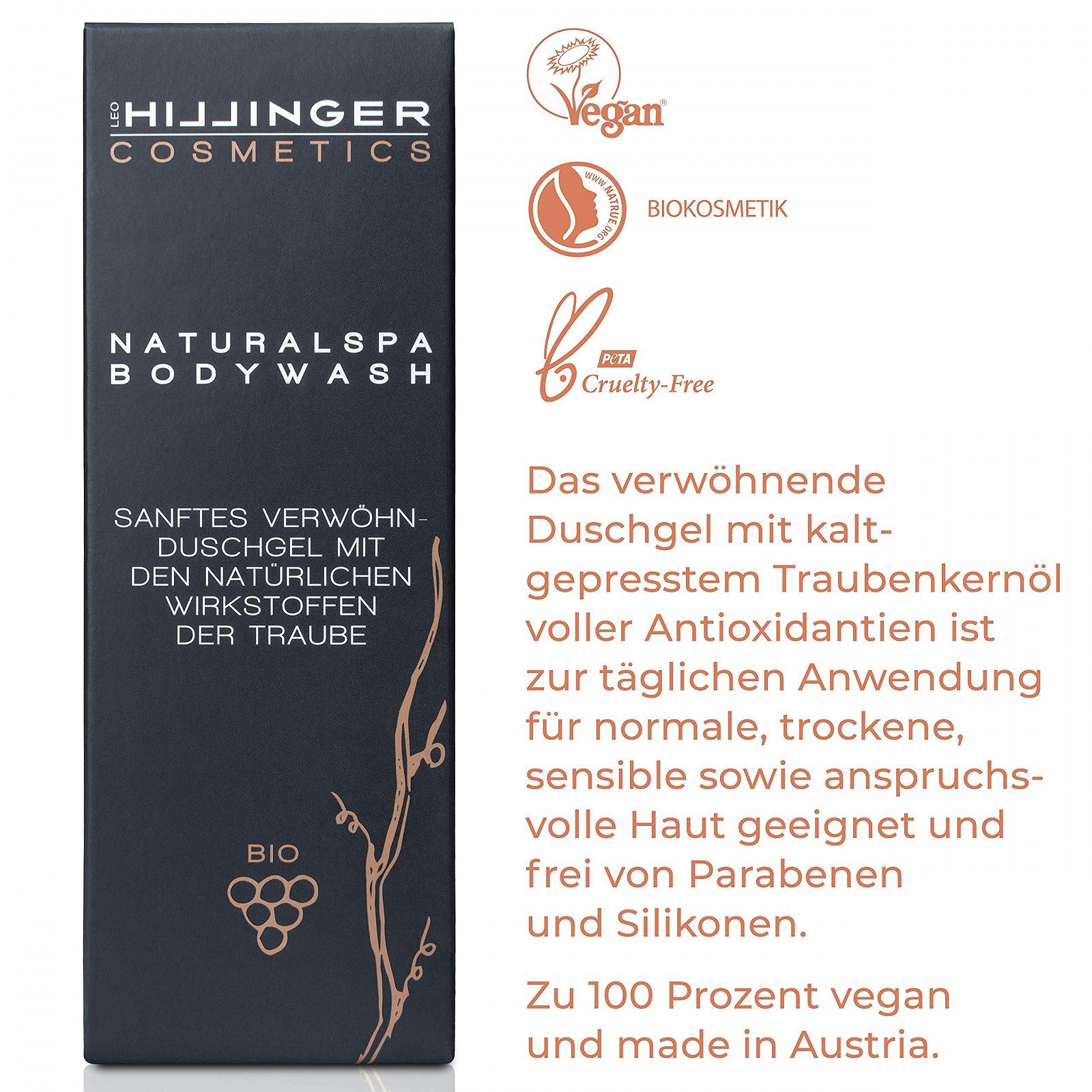 Гель для душу HILLINGER COSMETICS Organic Naturalspa Bodywash Органічний Веганський Виноград 200 мл, фото №3