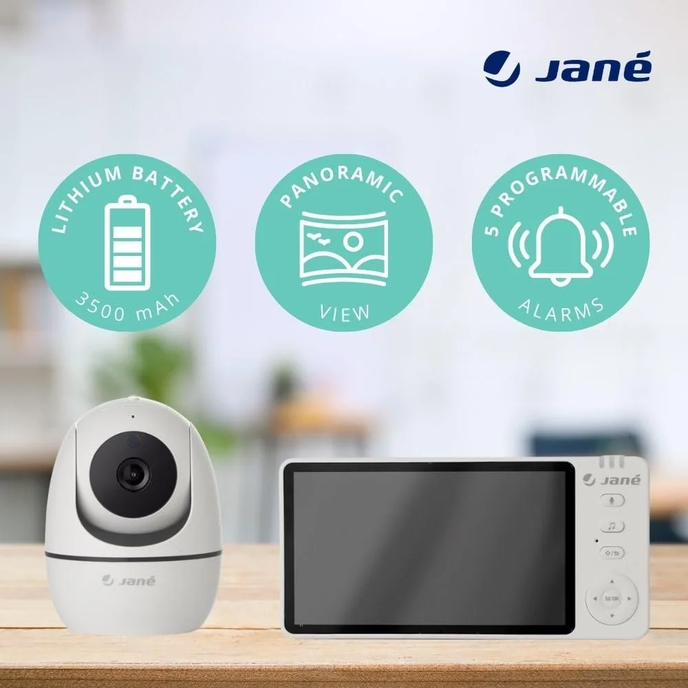 Дитяча відеоняня з монітором 5'' Jané Eye Pro з поворотною камерою енергозберігаючим акумулятором Wi-Fi Білий, фото №6 Дитяча відеоняня з монітором 5'' Jané Eye Pro з поворотною камерою енергозберігаючим акумулятором Wi-Fi Білий, фото №6