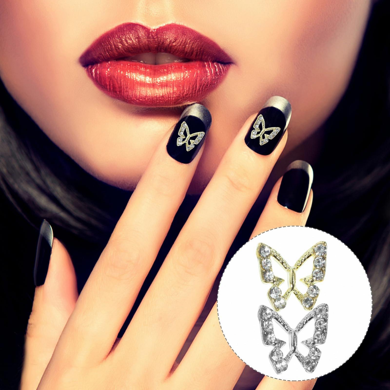 Прикраси для нігтів у формі метелика стрази та підвіски, фото №8