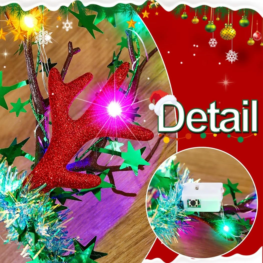 Різдвяний обруч на голову з оленячими рогами, фото №4