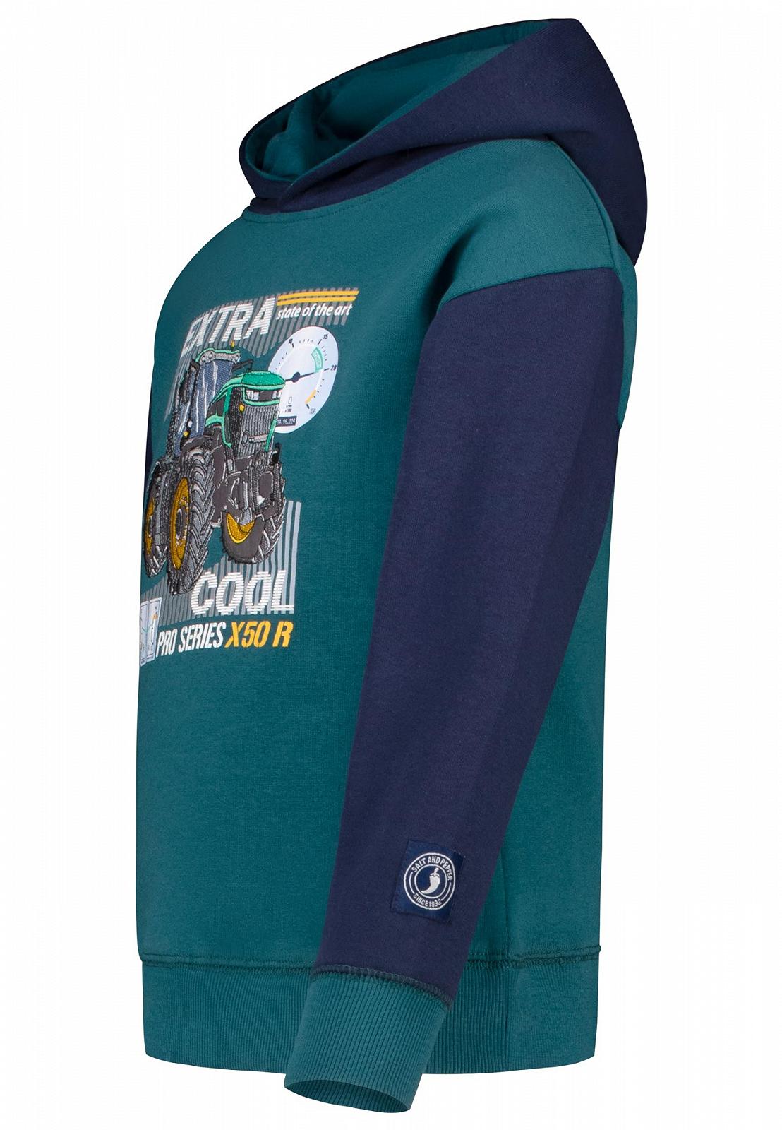 Толстовка з капюшоном SALT AND PEPPER для хлопчиків з аплікацією-вишивкою трактора, фото №3