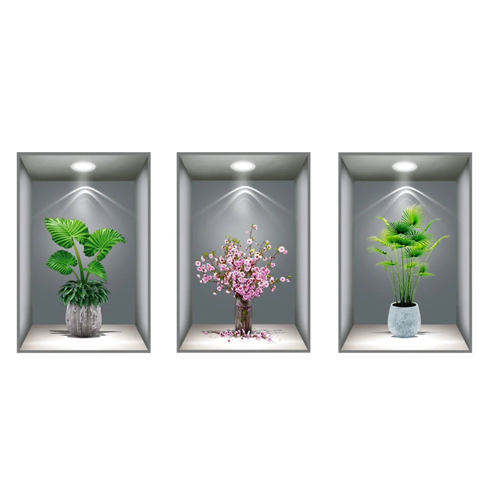 Набір наклейок на стіну 3D Vases Green Plant 30 x 45 см 3 шт, фото №8 Набір наклейок на стіну 3D Vases Green Plant 30 x 45 см 3 шт, фото №8