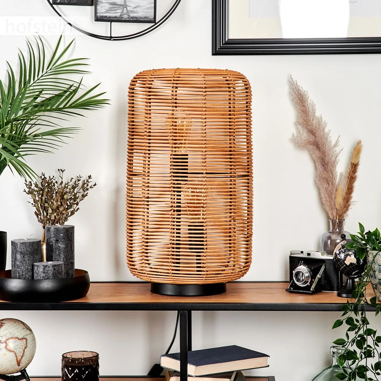 Настільна лампа Mulstrand Metal/Rattan Boho 2 x E27 Black/Natural, фото №3