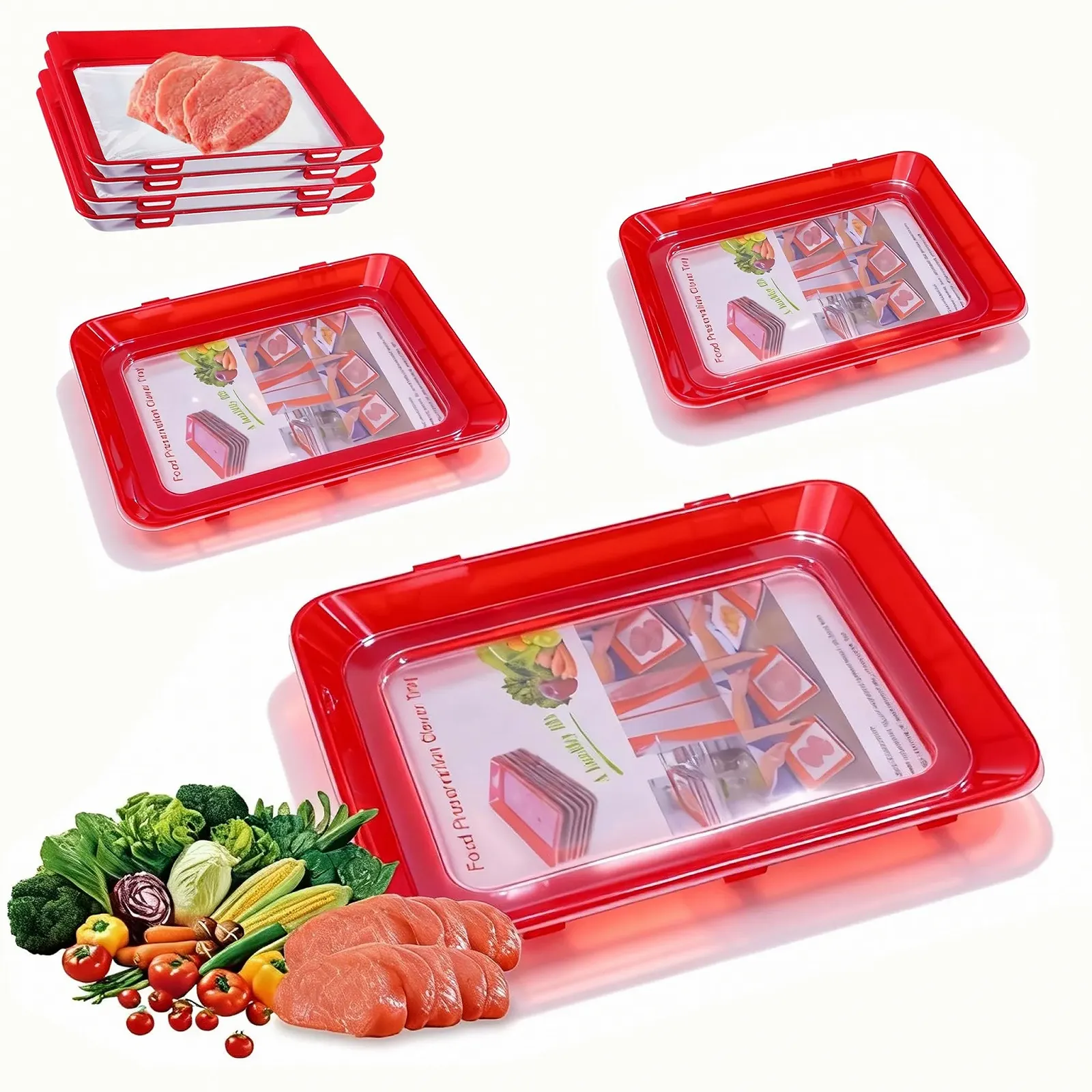 Контейнери для зберігання їжі Pack of 3 PP/TPU з еластичною плівкою Red, фото №1 Контейнери для зберігання їжі Pack of 3 PP/TPU з еластичною плівкою Red, фото №1