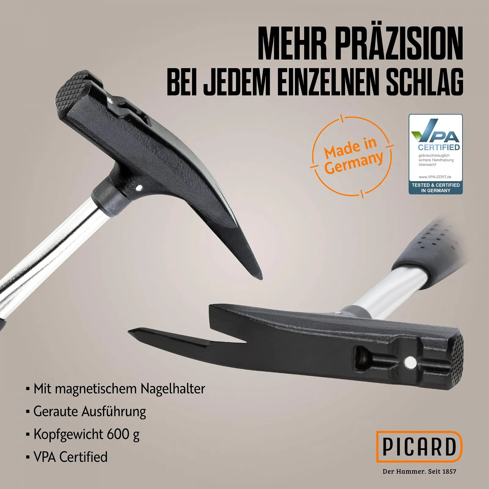 Молоток кровельщика Picard Braun Ataque Special 600 г/725 г, фото №3 Молоток кровельщика Picard Braun Ataque Special 600 г/725 г, фото №3