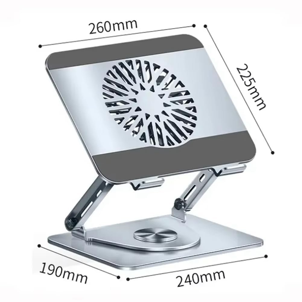 Підставка для ігрового ноутбука Azull Dual Shaft з обертанням на 360 градусів і металевим охолоджуючим вентилятором Універсальний для ноутбука Сріблястий, фото №7