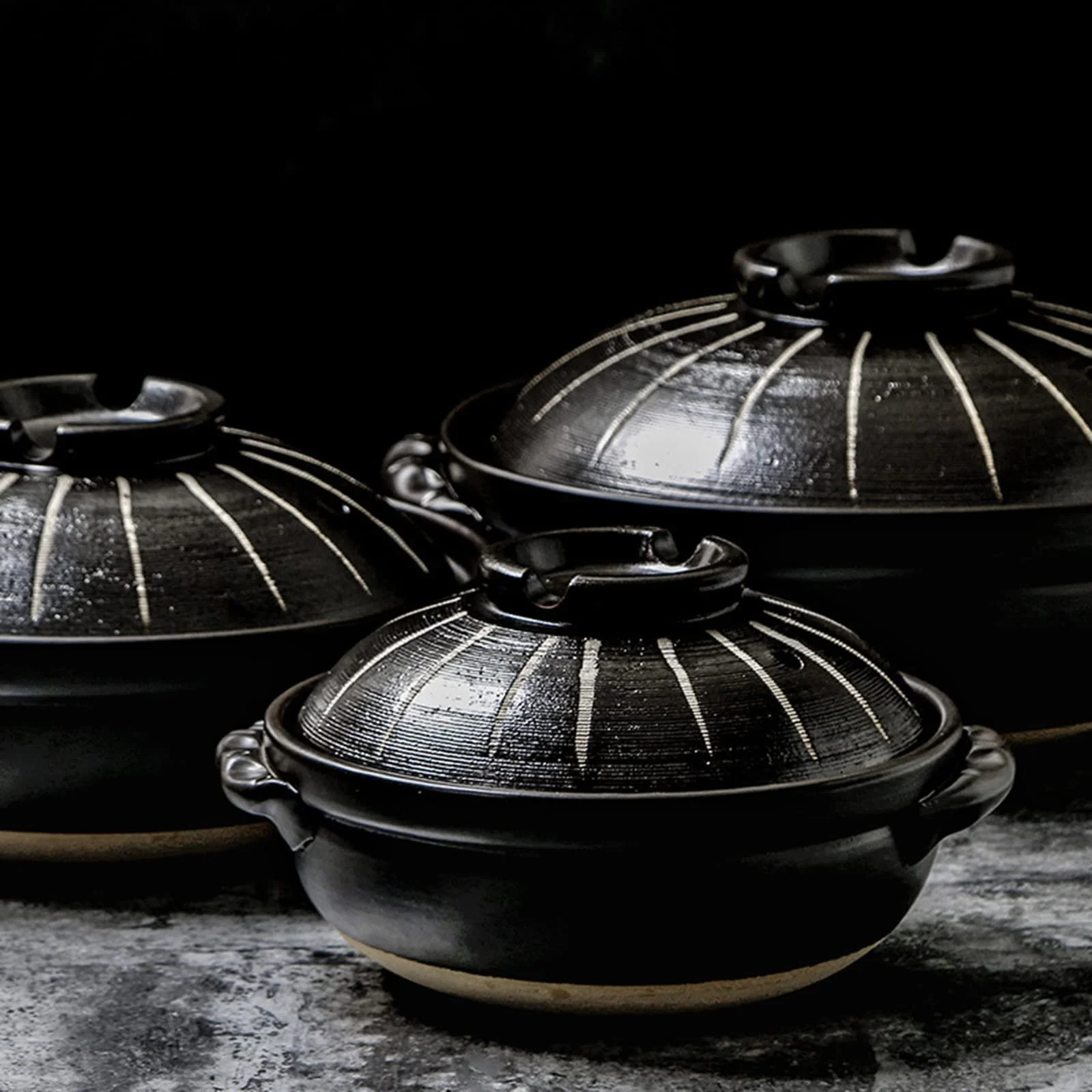 Кастрюля керамическая Donabe 0.9 л с крышкой японская из глазурованной керамики, фото №7