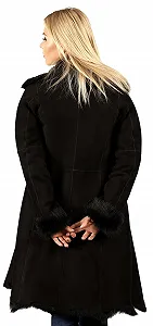 Пальто Infinity Leather Жіноче Розкішне 3/4 Чорна Замша Toscana Lambskin Водоспад synthetic.ua - Фото 1