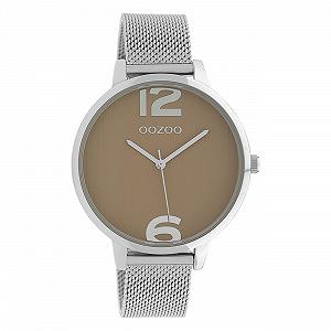 Женские часы Oozoo C10140 Миланский металлический браслет из нержавеющей стали 42 мм Коричневый / Серебристый, Серебристо-темно-желтый, Браслет - Фото 1