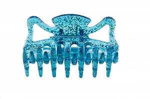 Заколка для волос WeLoveBeads 6 см Capri Blue с серебряными блестками - Фото 1