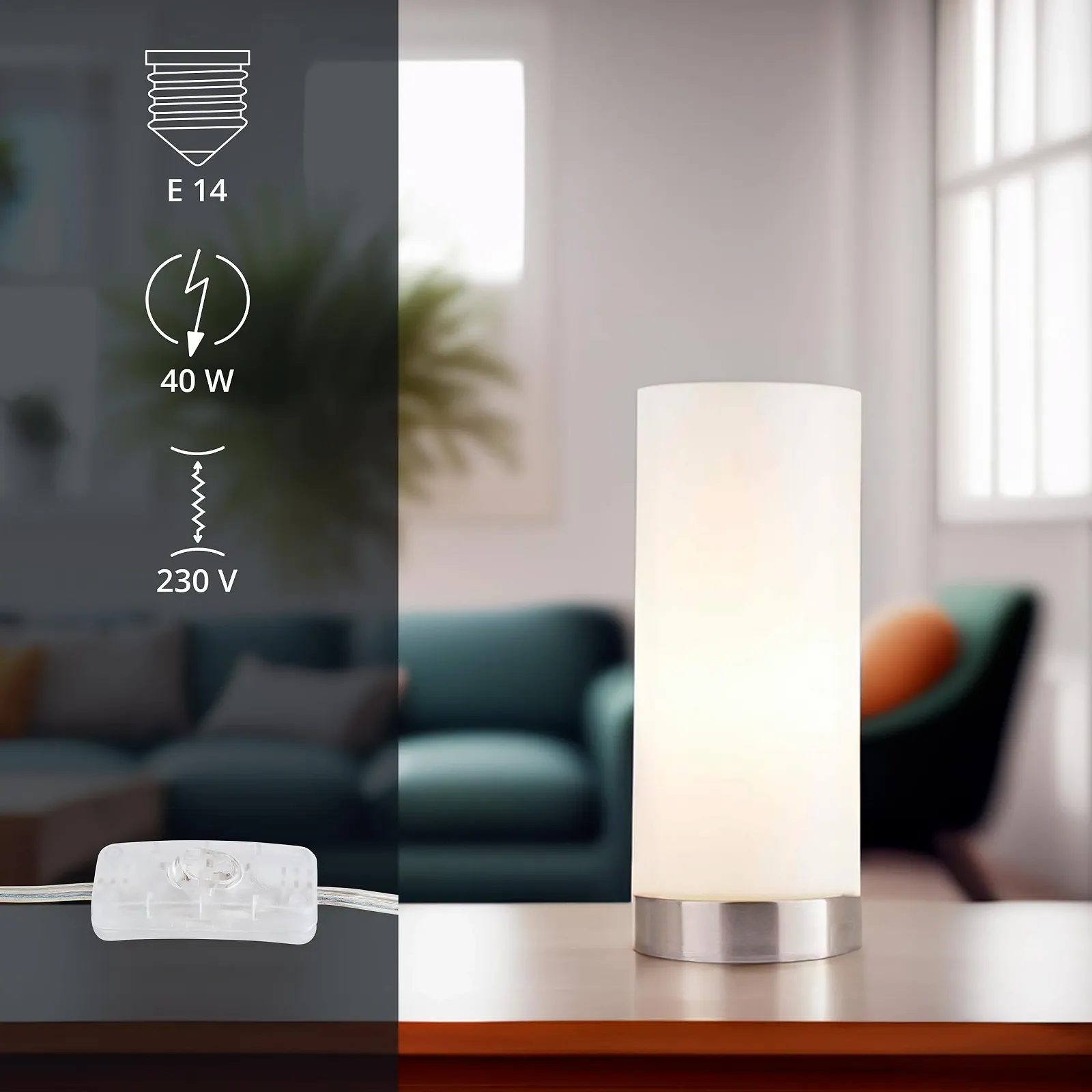 Настільна лампа KHG Basic Modern Pop E14 10.5 см Срібляста, фото №4