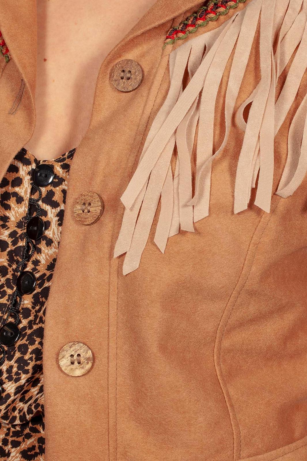 Куртка Wilbers & Wilbers Festival 4064 з бахромою для жінок, імітація коричневої замші, одяг для вечірок, фото №6