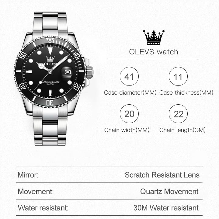 Часы OLEVS Мужской Большой Циферблат Нержавеющая Сталь Кварцевый Аналоговый Люкс Золотой Серебряный Водонепроницаемый Светящийся Наручный, фото №6 Часы OLEVS Мужской Большой Циферблат Нержавеющая Сталь Кварцевый Аналоговый Люкс Золотой Серебряный Водонепроницаемый Светящийся Наручный, фото №6