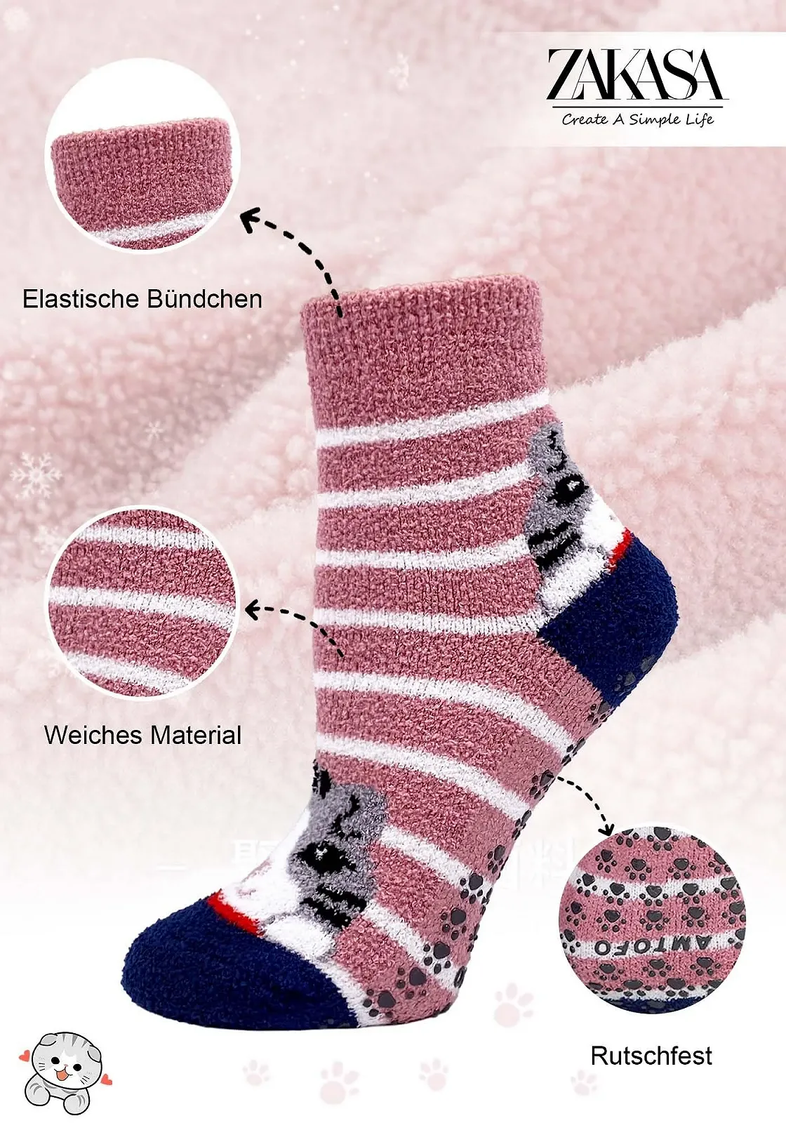 Пухнасті шкарпетки ZAKASA для жінок, 5 пар, фото №2