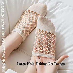 6 пар женских ультра дышащих подследников Невидимые носки, летние модные большие сетчатые низкие носки-следки Повседневные носки-лодочки с нескользящим силиконом, носки до щиколотки для лоферов и кроссовок synthetic.ua - Фото 1