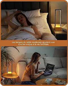 Настільна лампа himmel LED з регульованою яскравістю квадратна 3 колірні температури алюмінієва дерев'яна основа сенсорна Black synthetic.ua - Фото 1