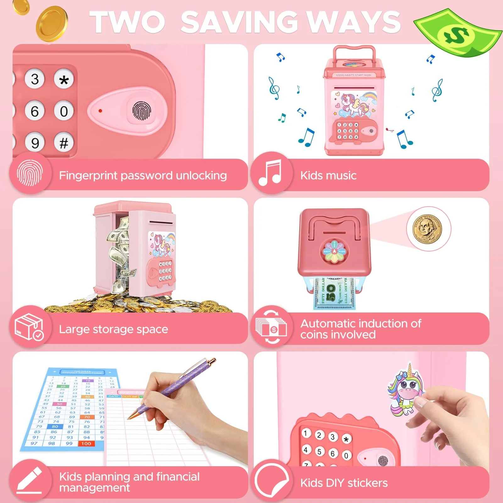 Скарбничка TCJJ Єдиноріг Сейф Пароль та відбиток пальця, фото №5