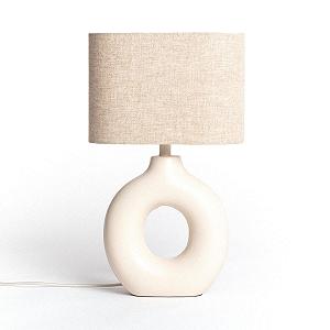 Настільна лампа LEDKIA LIGHTING Memphis Ceramic & Fabric E27 IP20 Бежева - Фото 1