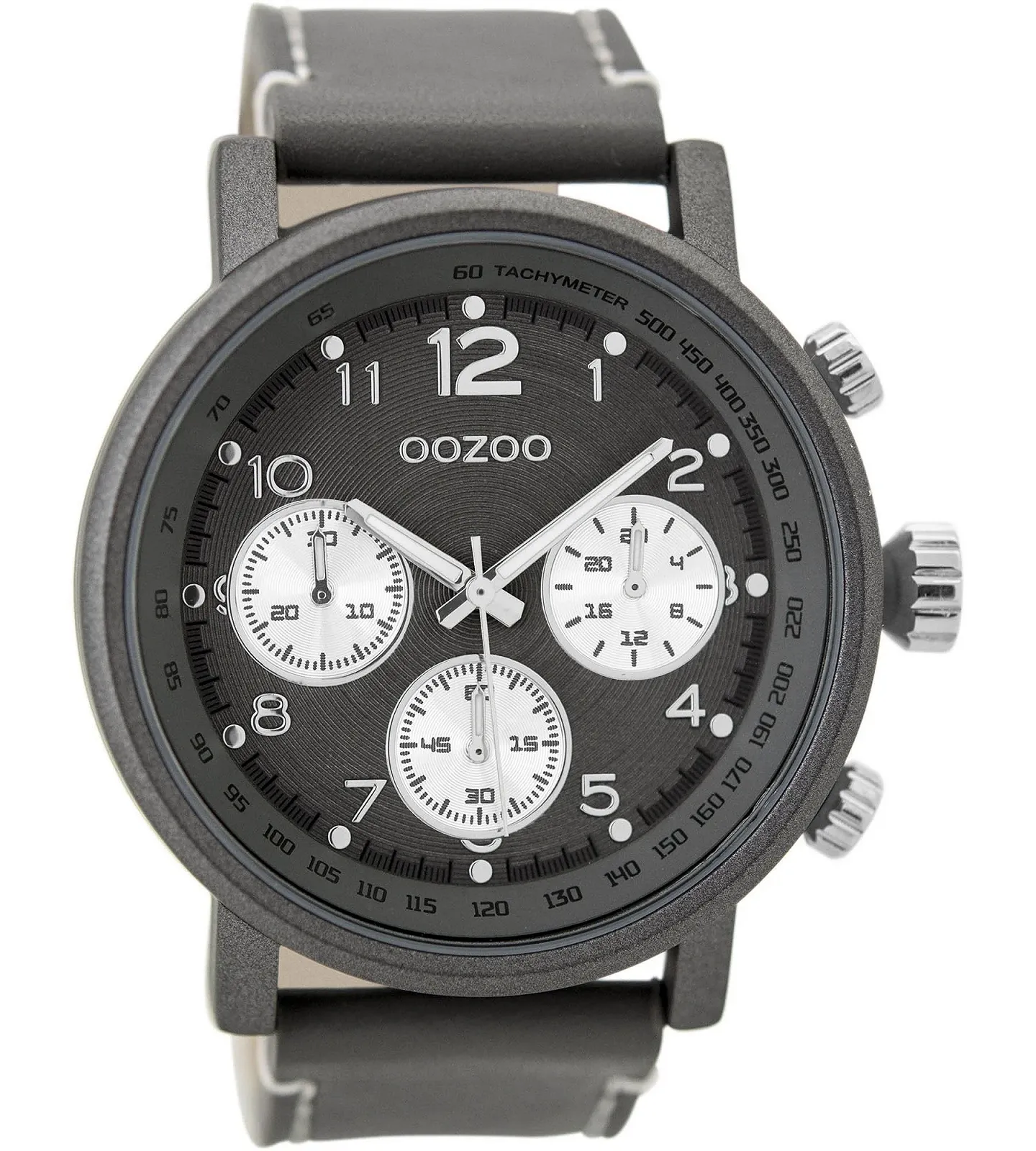 Чоловічий годинник Oozoo Ремінець шкіряний 48 мм Темно-сірий/Темно-сірий C9458, фото №1