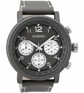 Чоловічий годинник Oozoo Ремінець шкіряний 48 мм Темно-сірий/Темно-сірий C9458 - Фото 1