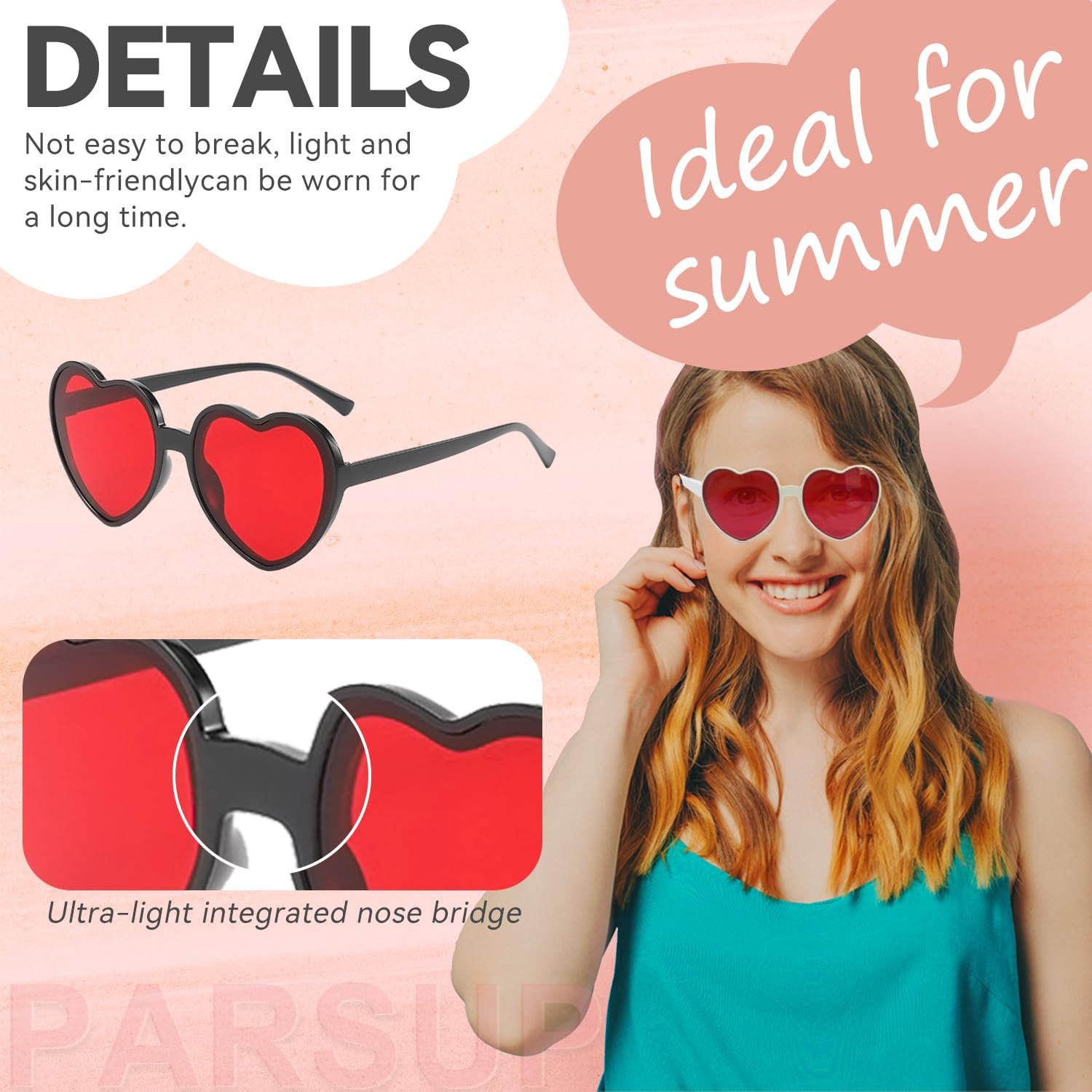 Окуляри у формі серця PARSUP, 12 пар, прозорі, фото №3