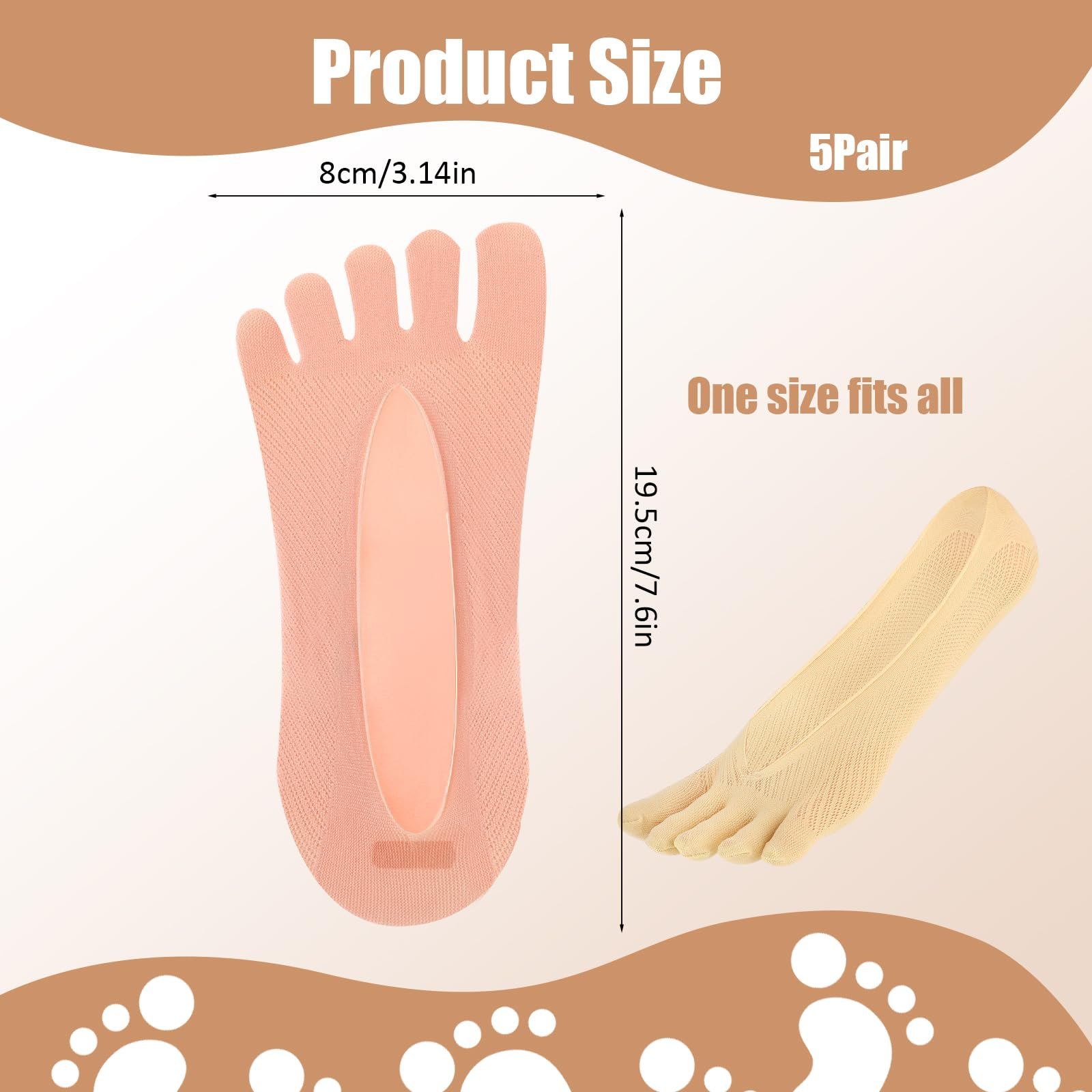 Носки с разделителями для пальцев, 5 пар, женские носки-невидимки с пятью пальцами, низкие внутренние носки для обуви, носки для женщин и девушек, подходят для высоких каблуков, кроссовок, кед EU 35-41, фото №2