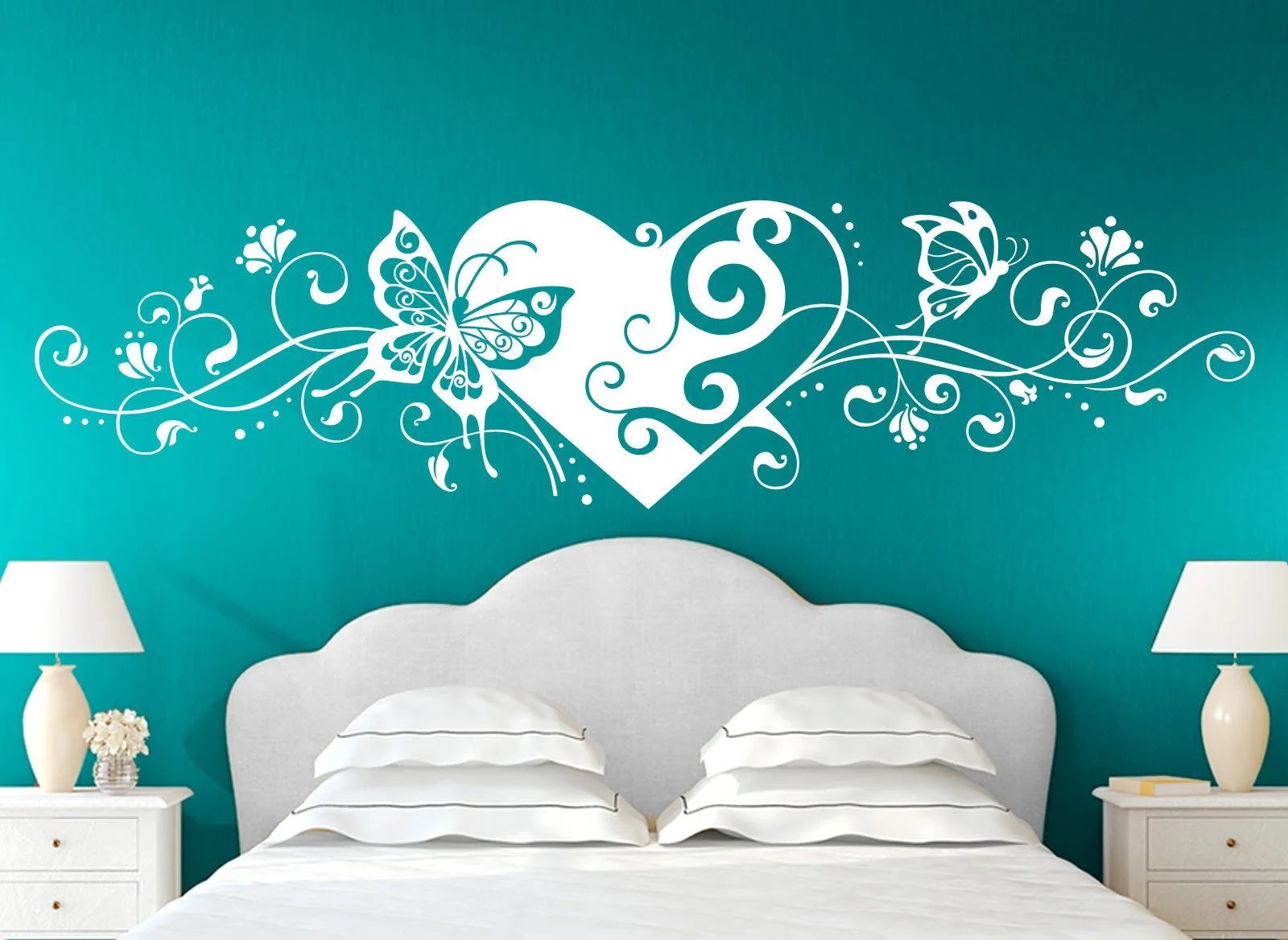 Наклейка на стену Grandora W642 Цветочный узор Сердце и Бабочки 190 x 48 см, фото №2