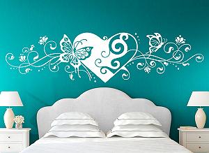 Наклейка на стіну Grandora W642 Квітковий візерунок Серце та Метелики 190 x 48 см synthetic.ua - Фото 1