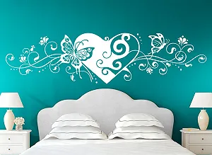 Наклейка на стену Grandora W642 Цветочный узор Сердце и Бабочки 190 x 48 см synthetic.ua - Фото 1