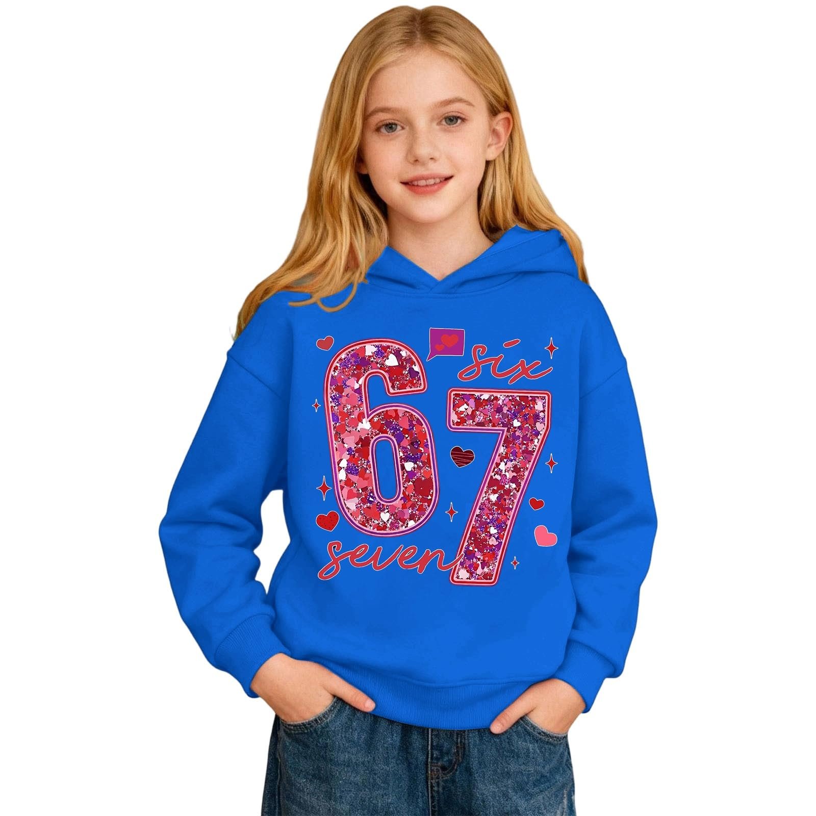 Худі Kinder 67 Пуловер 6 7 З принтом Meme Ретро, фото №3