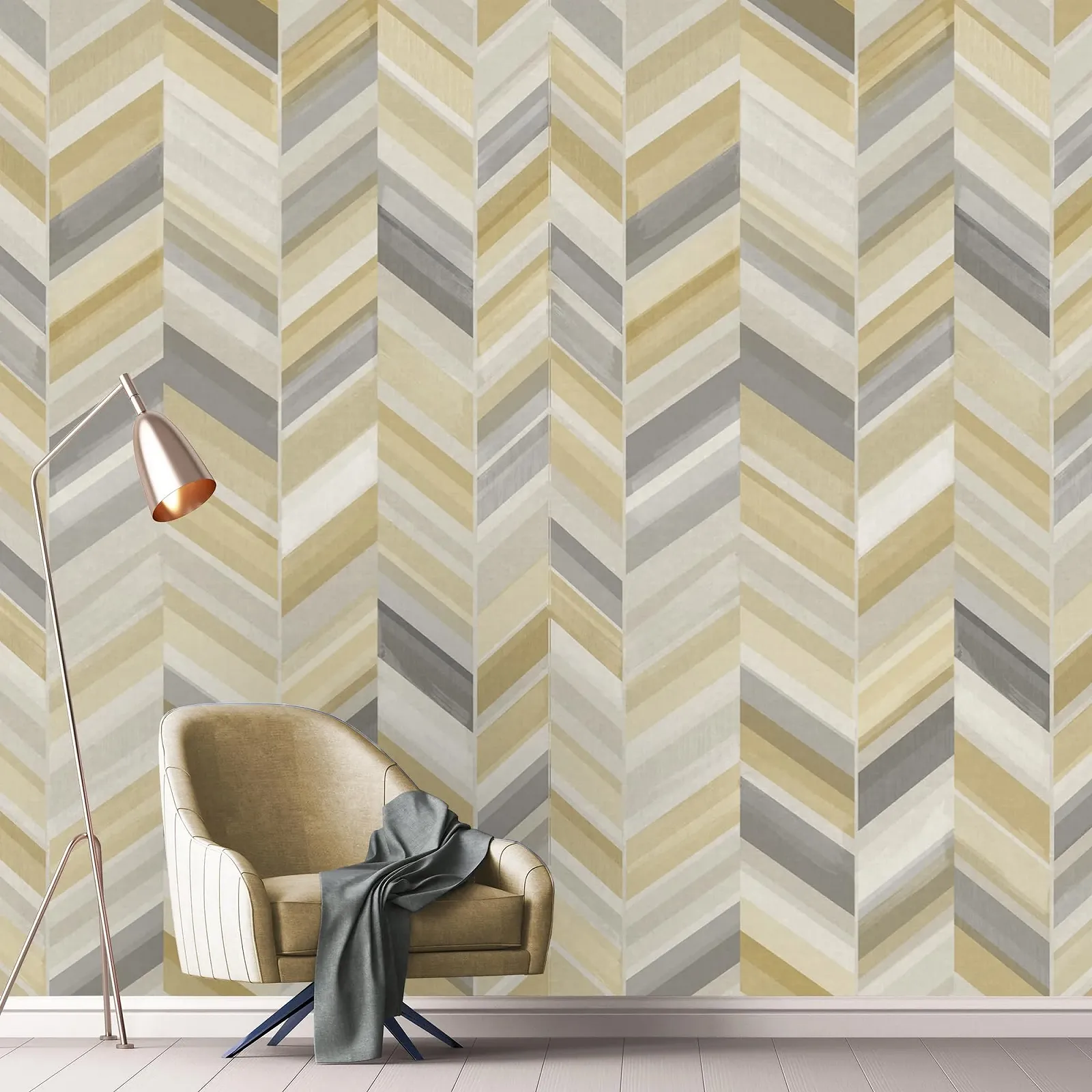 Фотошпалери Grandeco Inspiration Wall IW2301 Chevron Beige/Grey, фото №1