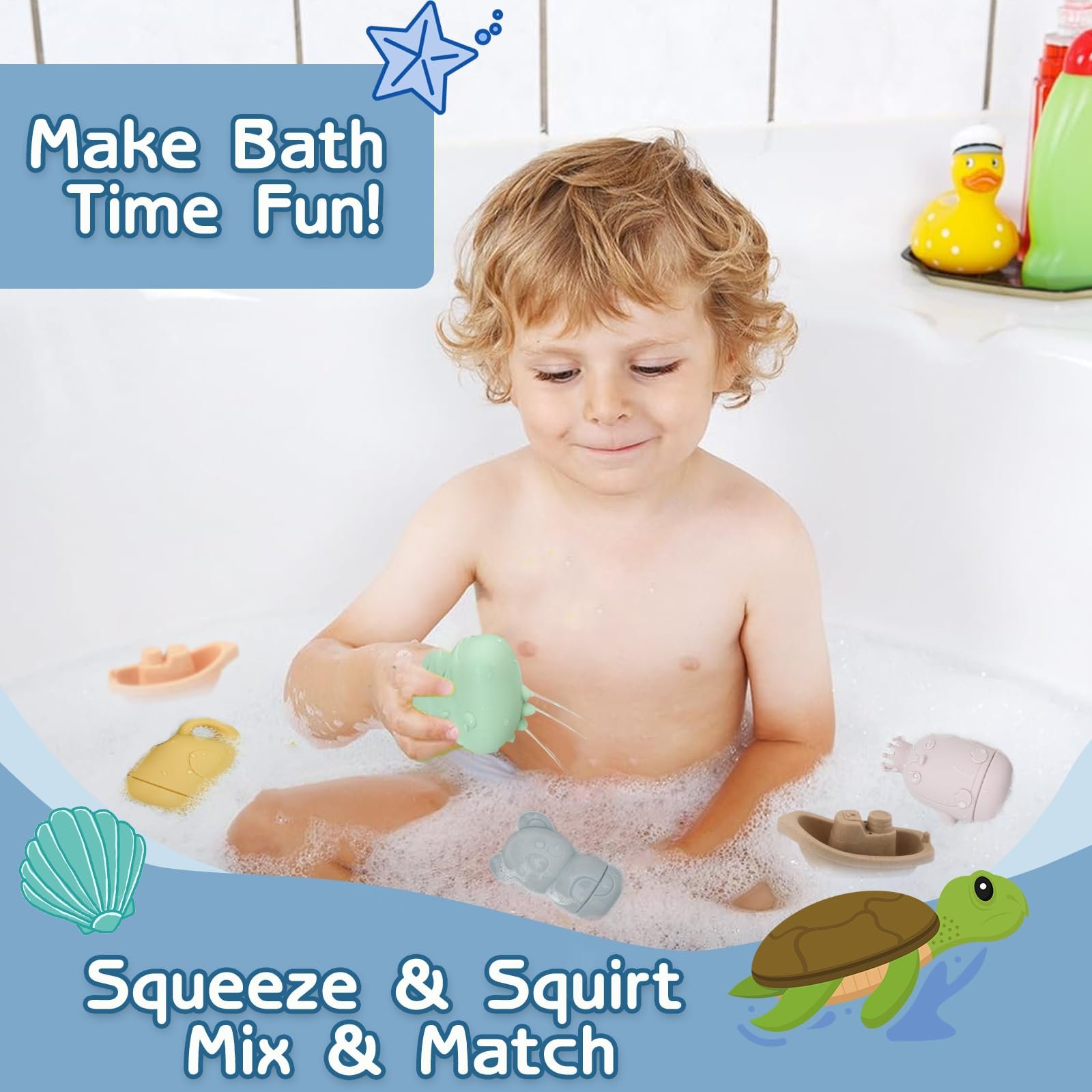Набор игрушек для ванны 9 шт., фото №7