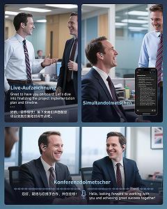 Навушники-перекладачі AI Бездротові з підтримкою 134 мов для перекладу в реальному часі 4-в-1 з застосунком, 56 годин відтворення Bluetooth 5.4 synthetic.ua - Фото 1