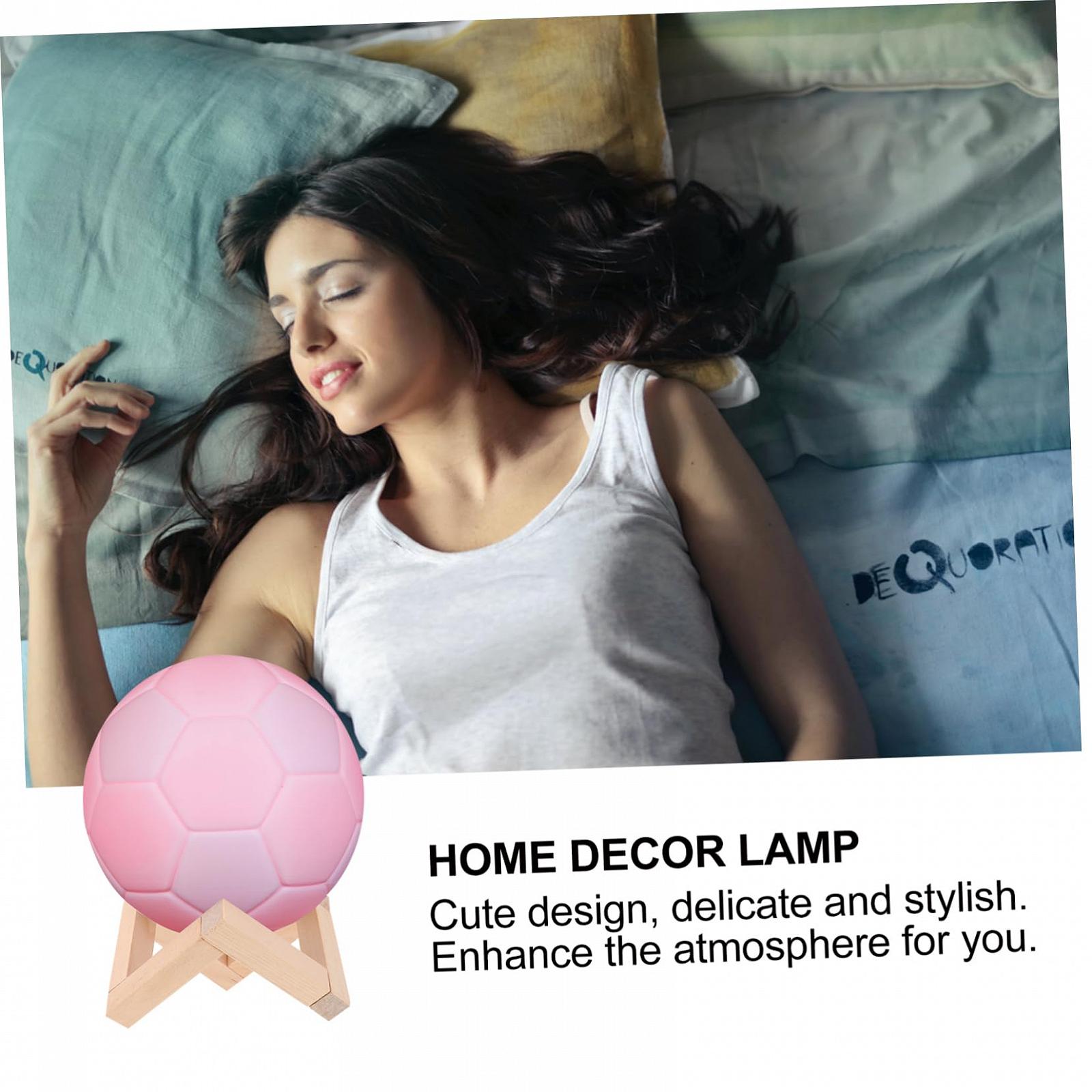 Нічник Housoutil 1 x Football з дерев'яним пультом дистанційного керування 3D, фото №5