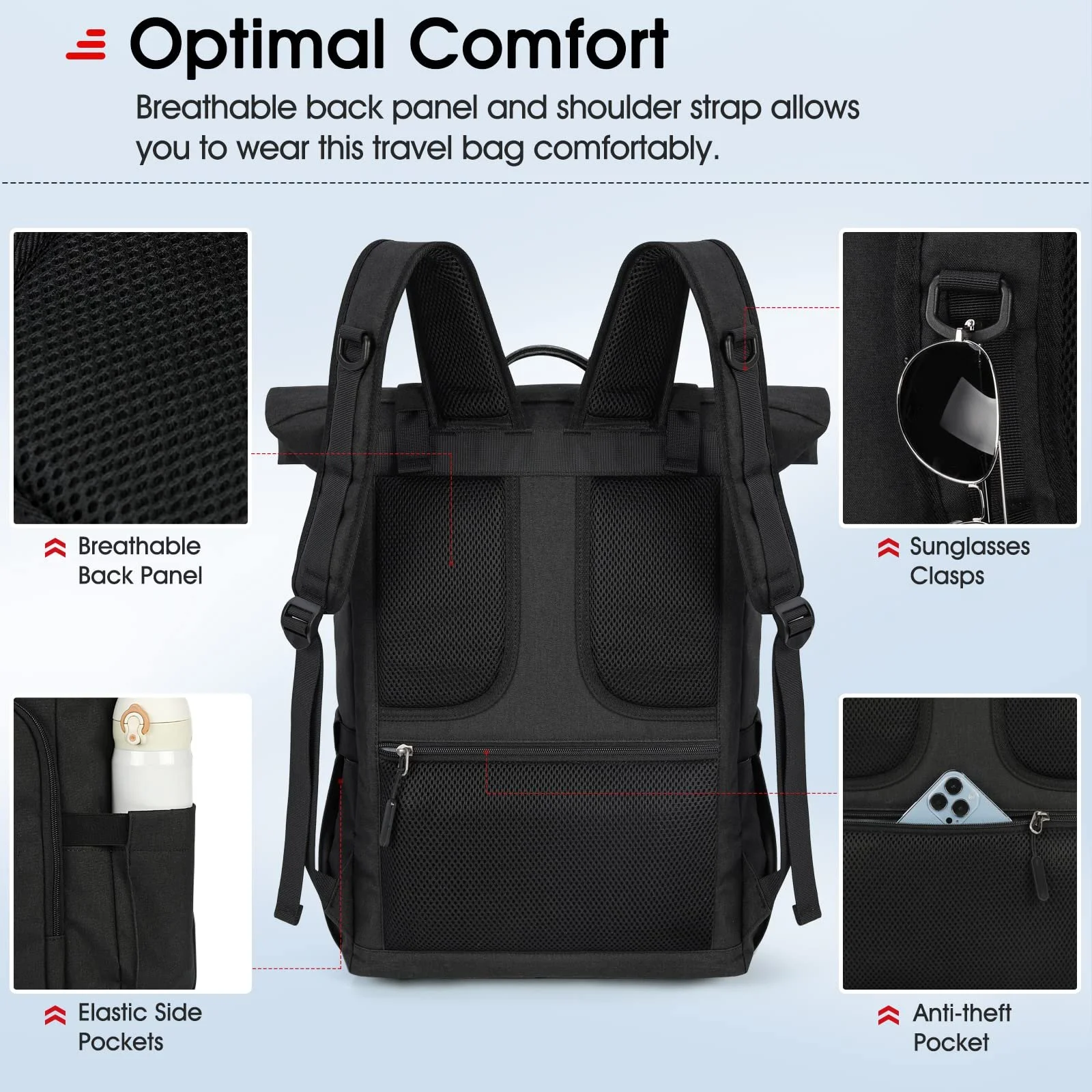Рюкзак для ноутбука NEWHEY Rolltop 17.3 дюйма Waterproof, фото №3
