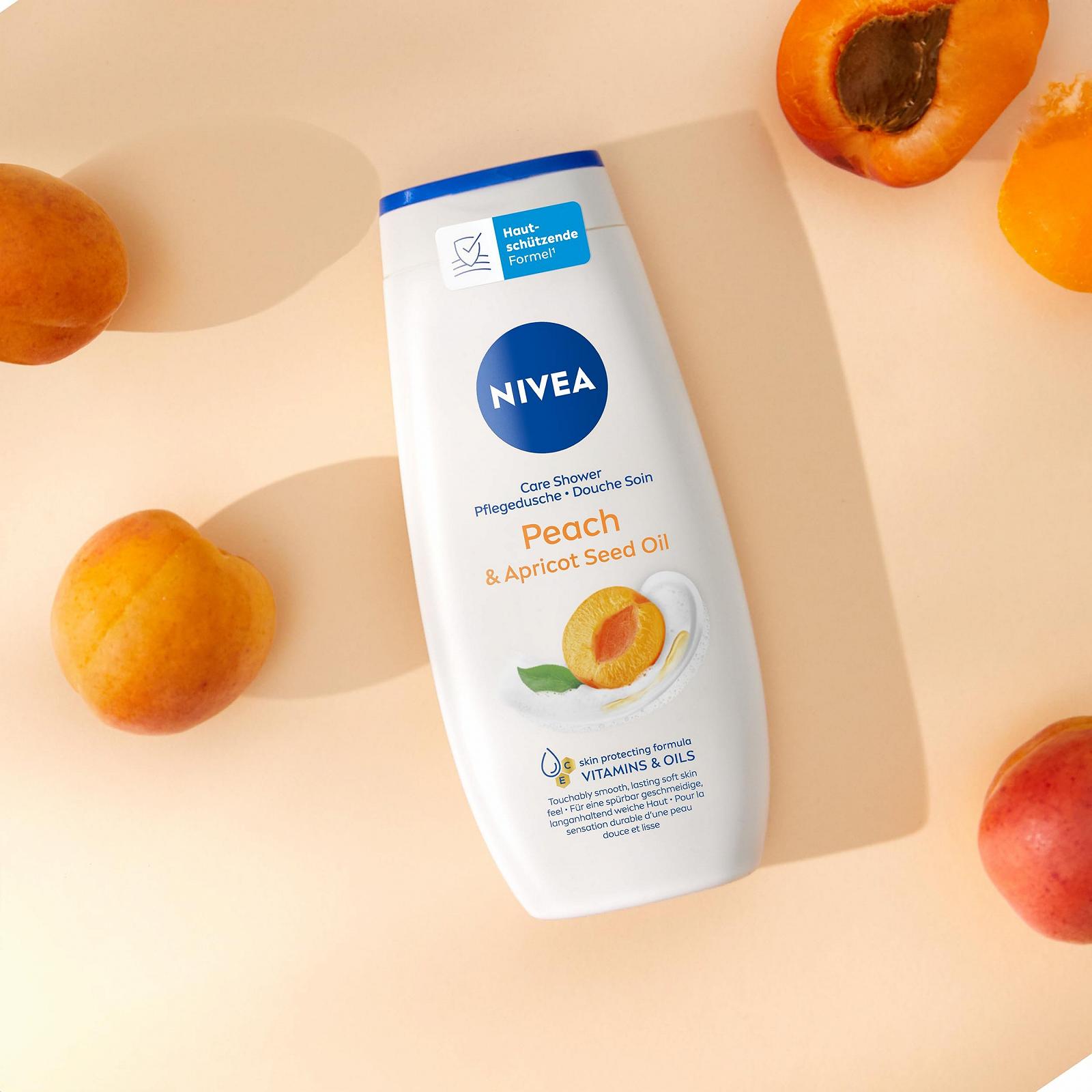 Гель-уход для душа NIVEA Peach & Apricot Seed Oil питательный 250 мл, фото №5