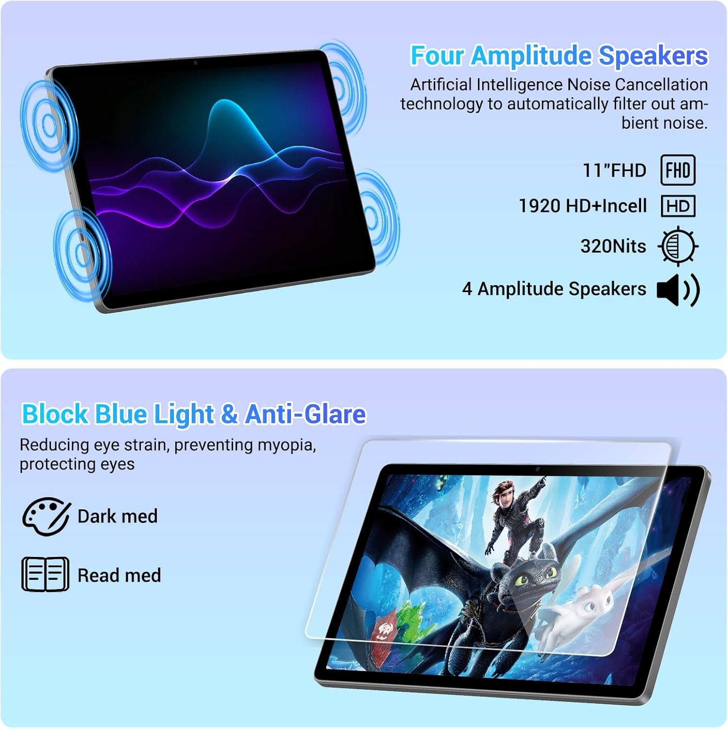 Планшет 11'' Full HD BEYNIVAN M148 12+24/256 ГБ 8 ядер Android 15 8000 мАч Серый, фото №4