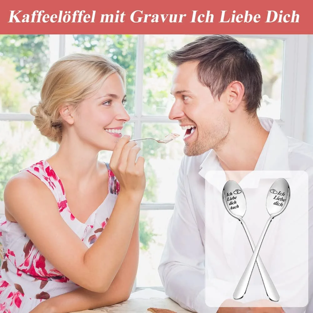 Ложка Кавова з гравіюванням I Love You, набір 2 шт, фото №2