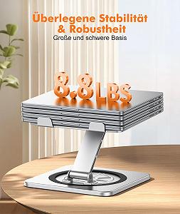 Подставка для ноутбука EOIWUY с поворотным механизмом на 360 градусов, регулируемая, эргономичная, вентилируемая, складная подставка для кулинарной книги, держатель для ноутбука, совместимая с MacBook Air/Pro (10-16 дюймов) synthetic.ua - Фото 1