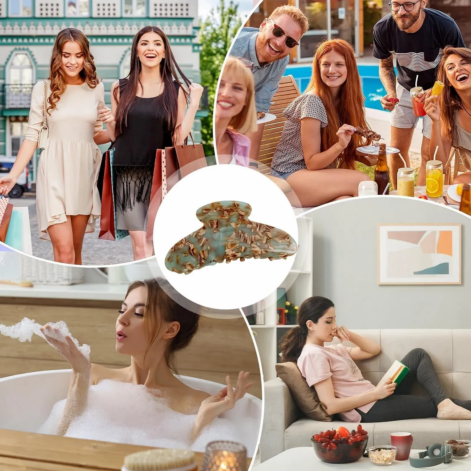 Большая заколка-краб для волос - Женская большая заколка из ацетата целлюлозы для густых волос Trendy Turtle Цвет черепаховый, фото №5