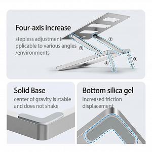 Підставка для ноутбука Регульована Складана Алюмінієва Портативна до 17,3" synthetic.ua - Фото 1