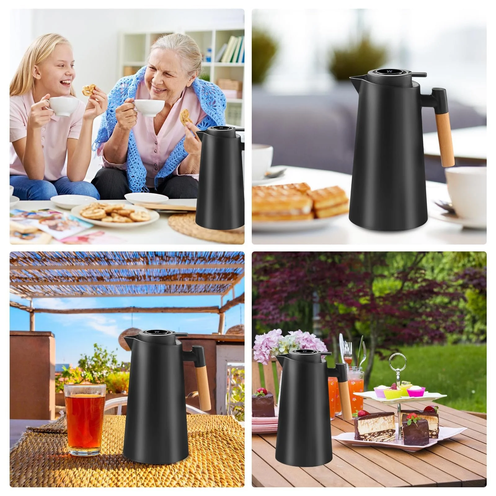 Термос-кавник 1 Літр Ізольований Кавник Термос з Дисплеєм Температури, фото №7