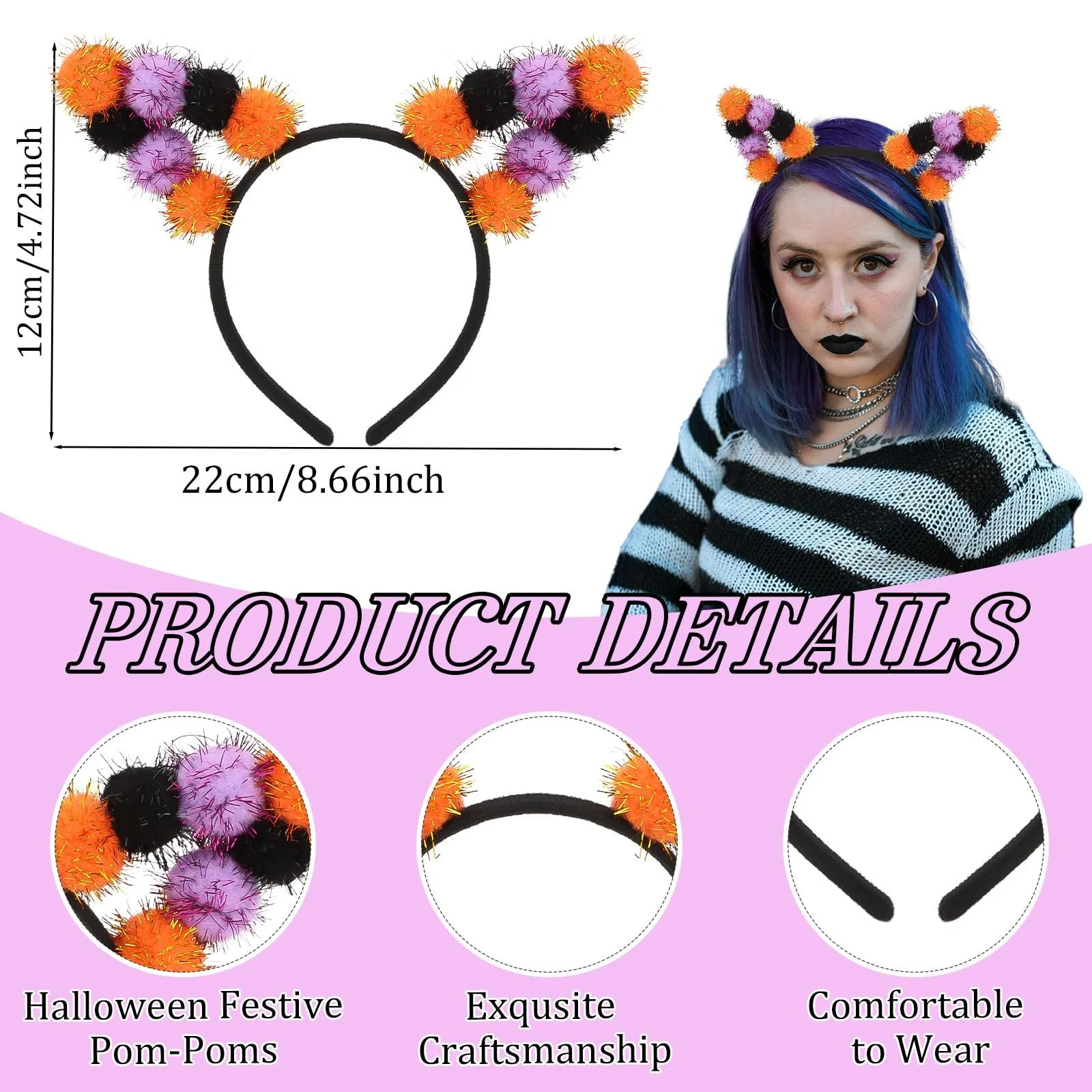 Обруч Вушка кота на Хелловін для жінок, фото №3