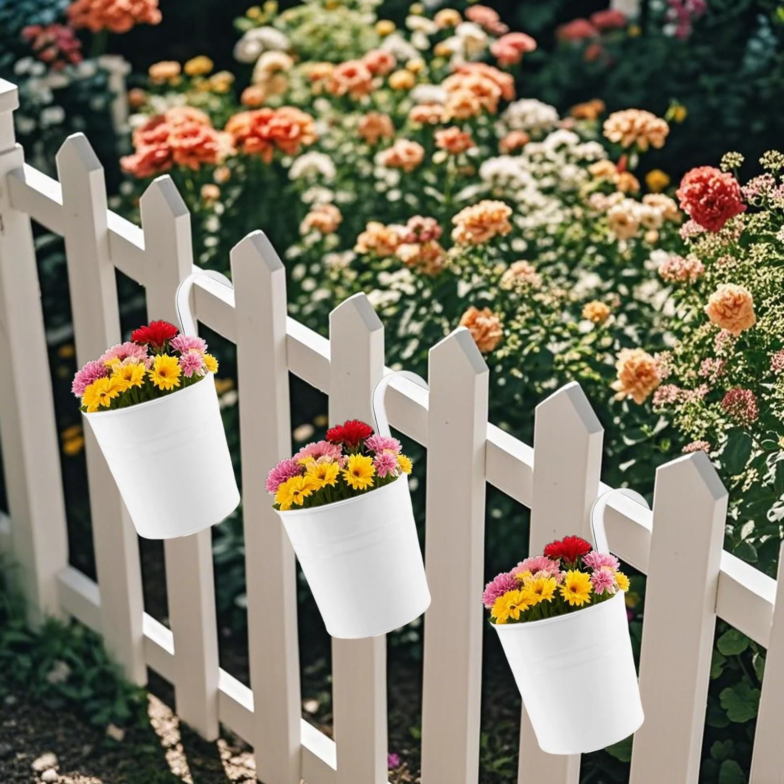 Квіткові горщики підвісні 6 шт. металеві 10 см Білий, фото №6 Квіткові горщики підвісні 6 шт. металеві 10 см Білий, фото №6