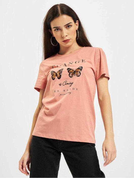 Футболка ONLKITA LIFE REG BUTTERFLY BOX JRS 15235745-Desert Sand-Print: CHANGE ONLY Персиковий S, фото №1