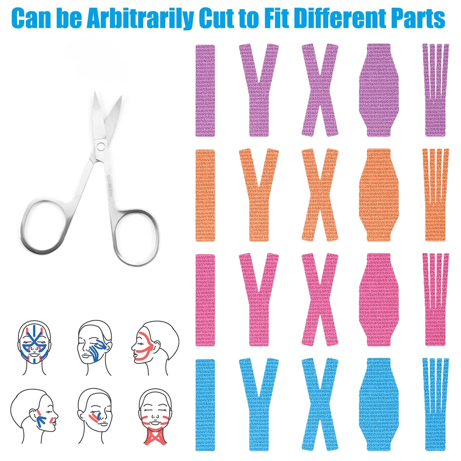 Лifting Tapes Набір 4 шт. Face Tape Anti Wrinkle 2.5 см x 5 м Різні кольори, фото №6