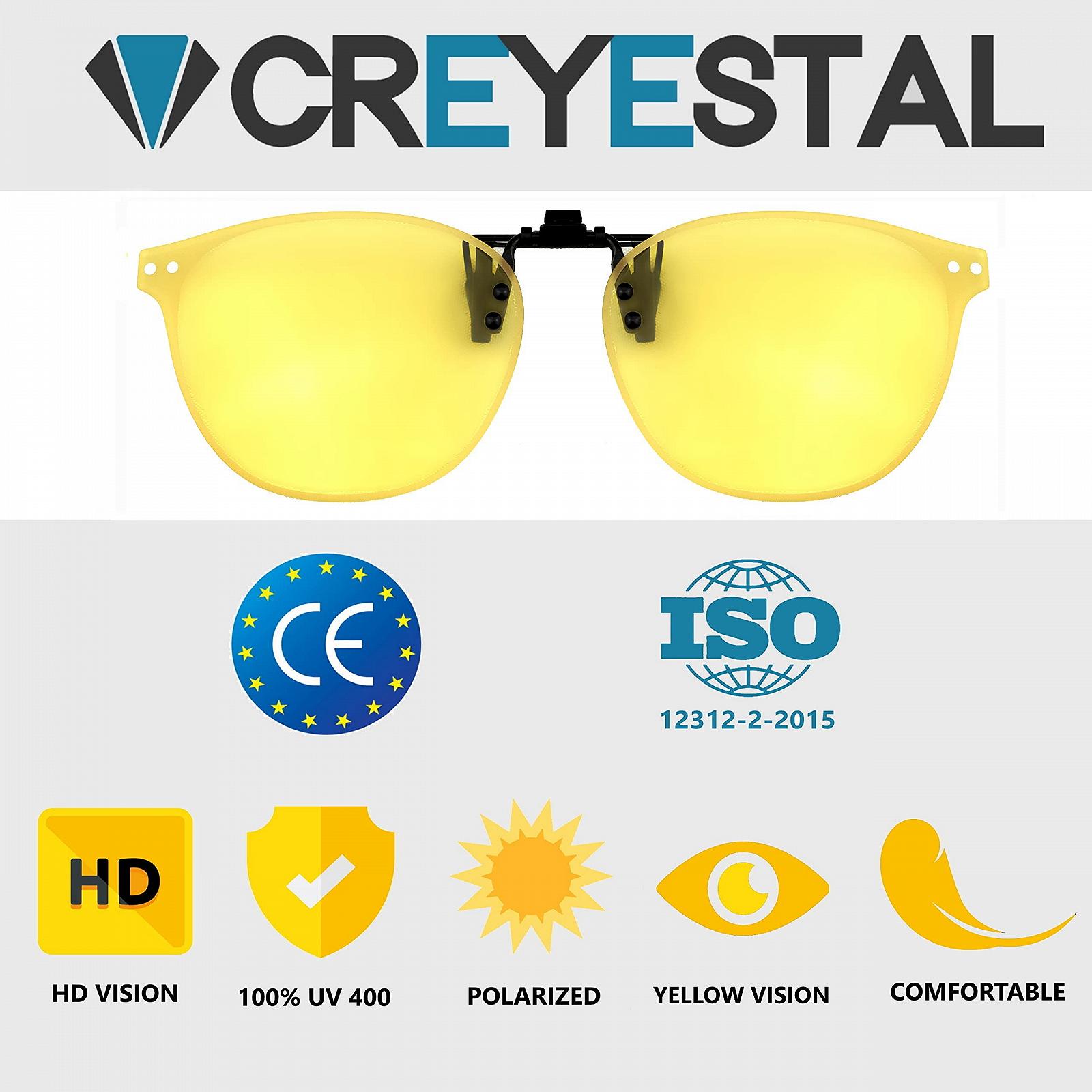 Кліп для окулярів CREYESTAL для нічного водіння, поляризовані, Жовті, фото №4