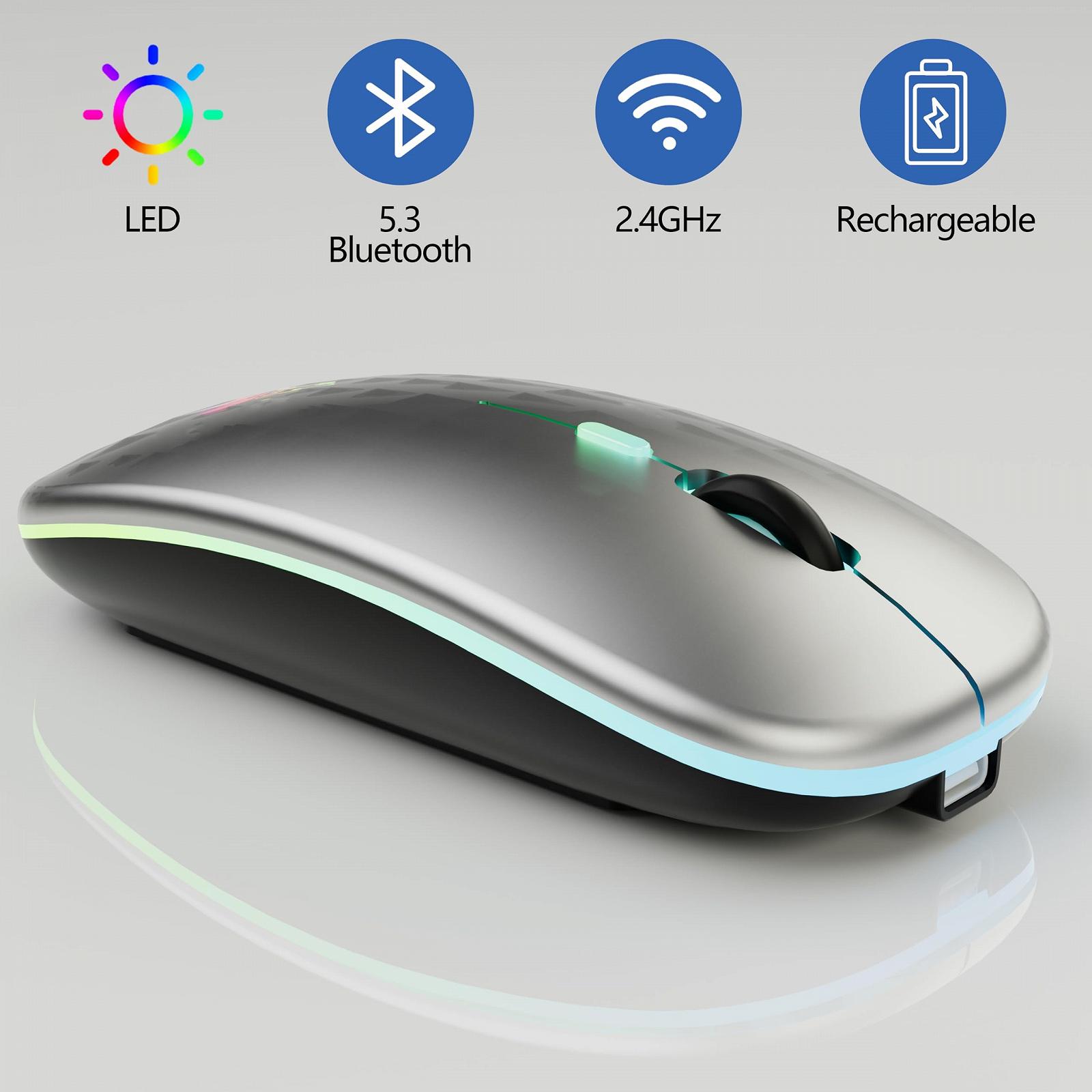 Мышь Беспроводная TQQ 2.4 GHz USB Bluetooth 1600 DPI Оптическое отслеживание Перезаряжаемая LED Двойной режим, фото №4