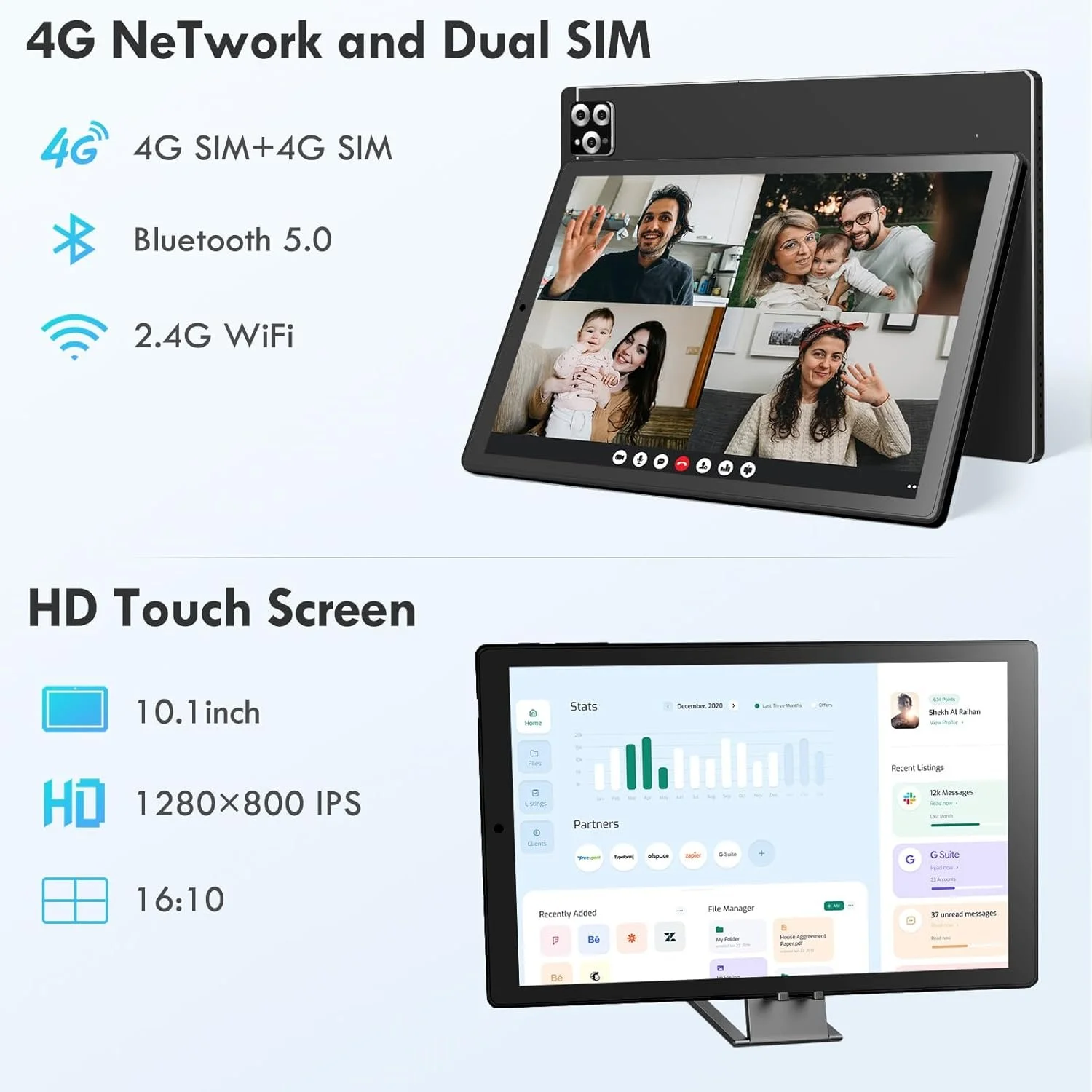 Планшет 10.1" SIMPLORI M107 6+6/128Gb 4G 2-SIM 8 ядер Android 13 6000 mAh Чорний, фото №3